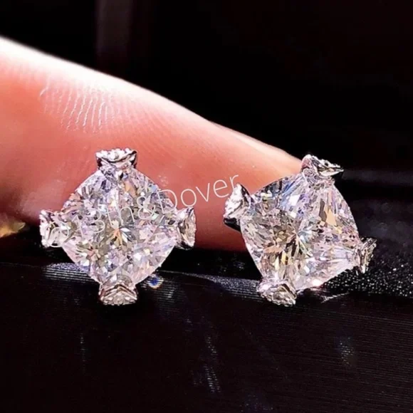 2ct Cushion Cut Earrings - Picture 4 of 11